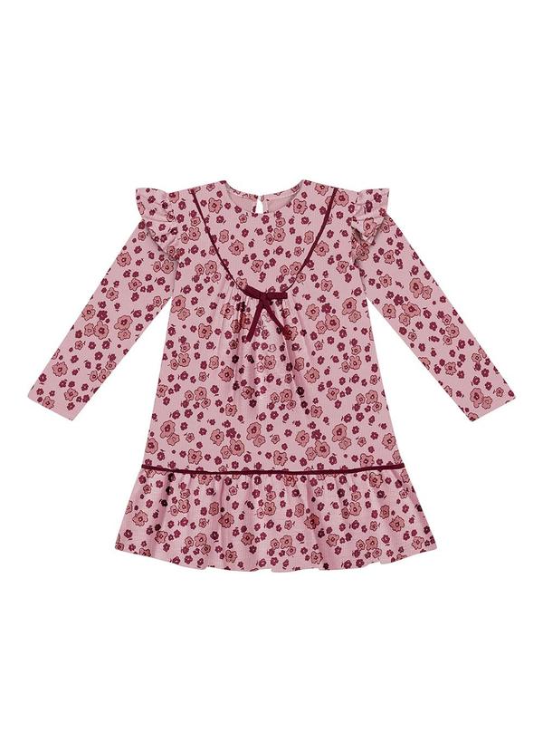 Vestido Infantil Menina Floral Laço Rosa