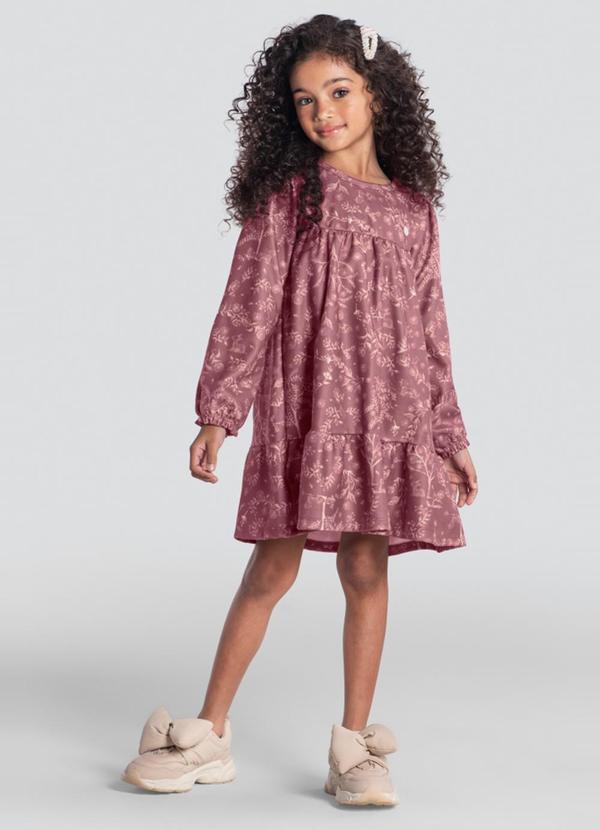 Vestido Infantil Menina Floral Rosa