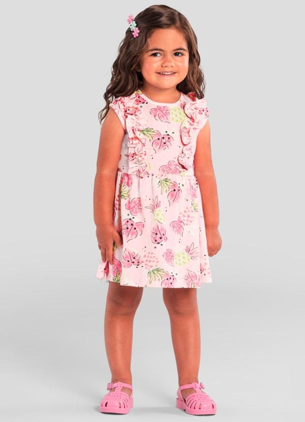 Vestido Infantil Menina Floral Rosa