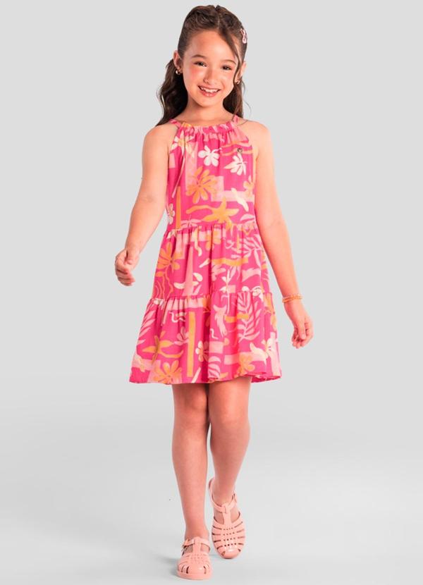 Vestido Infantil Menina Floral Rosa