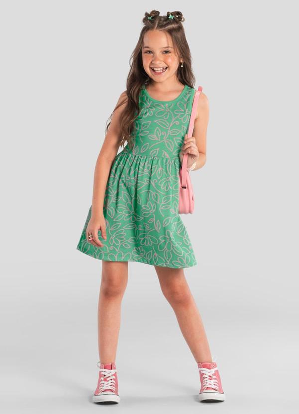 Vestido Infantil Menina Floral Verde