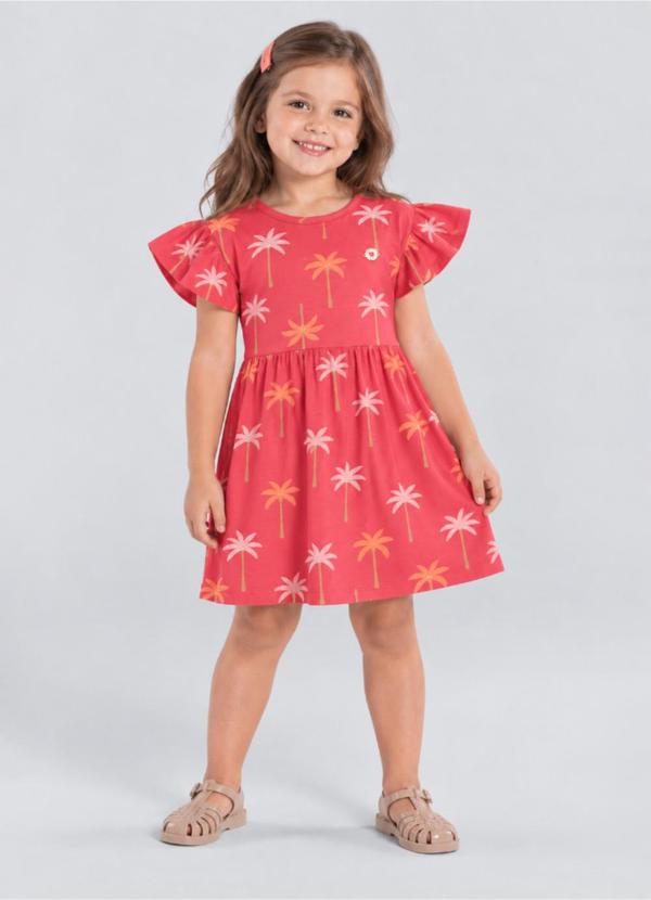 Vestido Infantil Menina Floral Vermelho