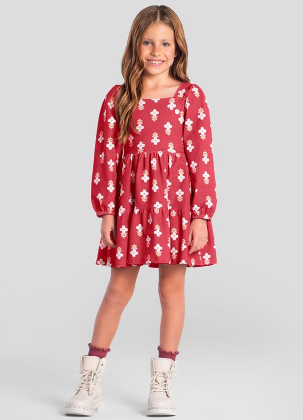 Vestido Infantil Menina Floral Vermelho