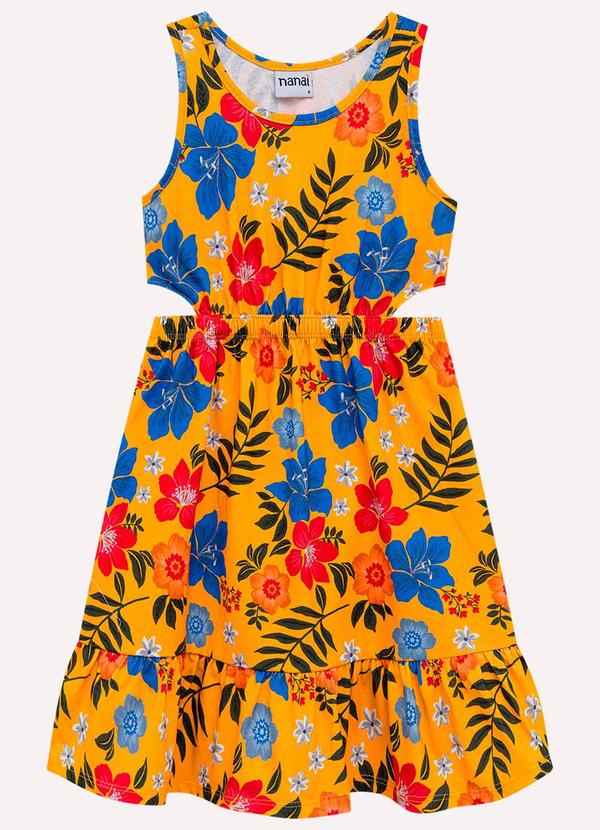 Vestido Infantil Menina Flores Amarelo