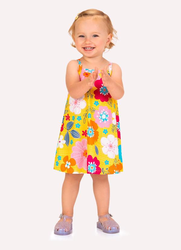 Vestido Infantil Menina Flores Amarelo