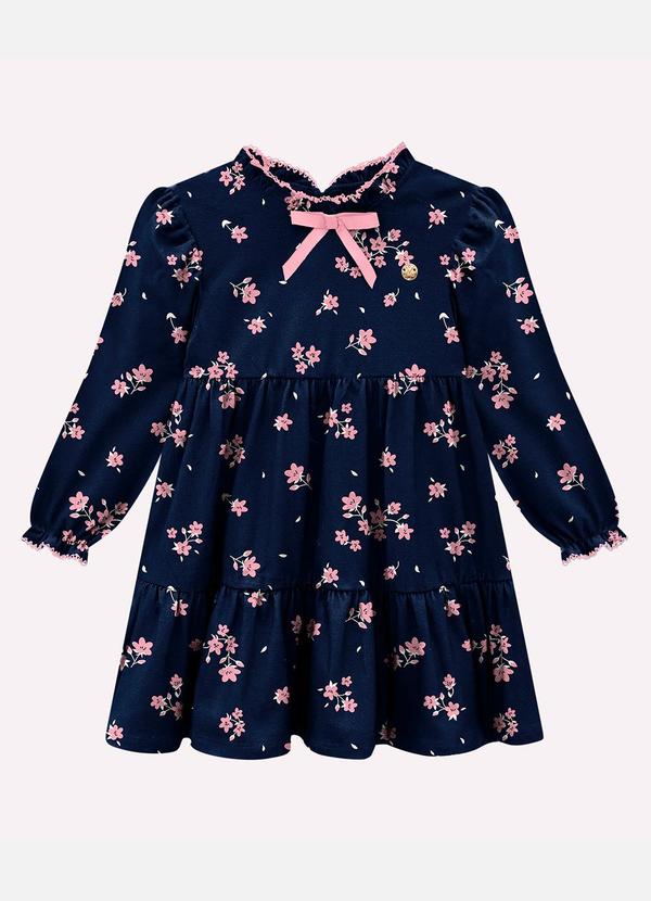 Vestido Infantil Menina Flores Azul