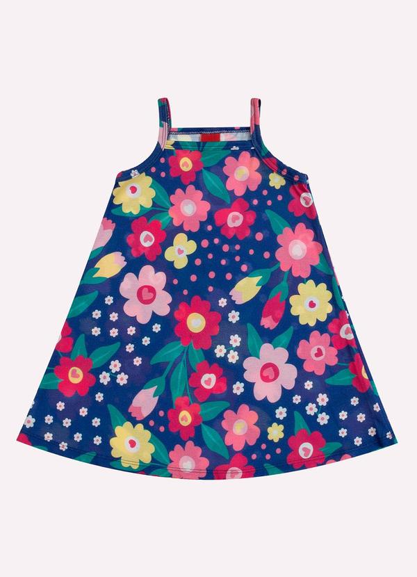Vestido Infantil Menina Flores Azul