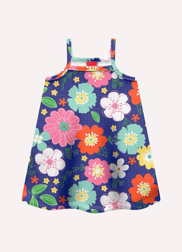 Vestido Infantil Menina Flores Azul