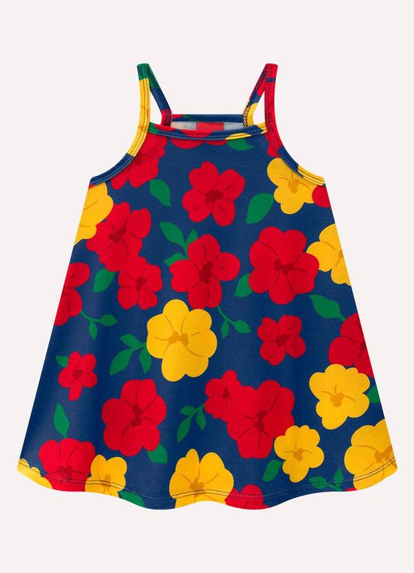Vestido Infantil Menina Flores Azul