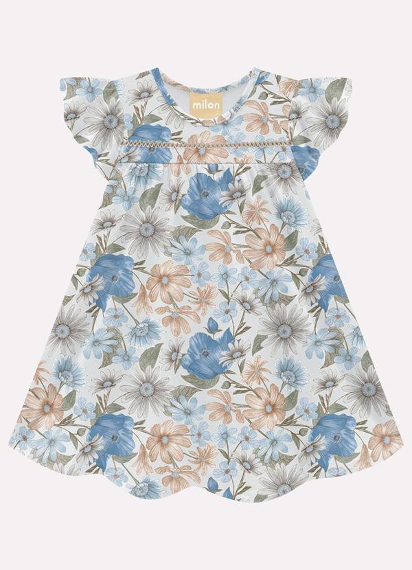 Vestido Infantil Menina Flores Azul