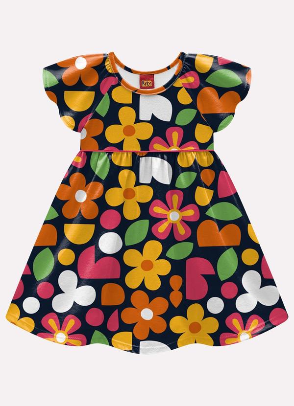 Vestido Infantil Menina Flores Azul