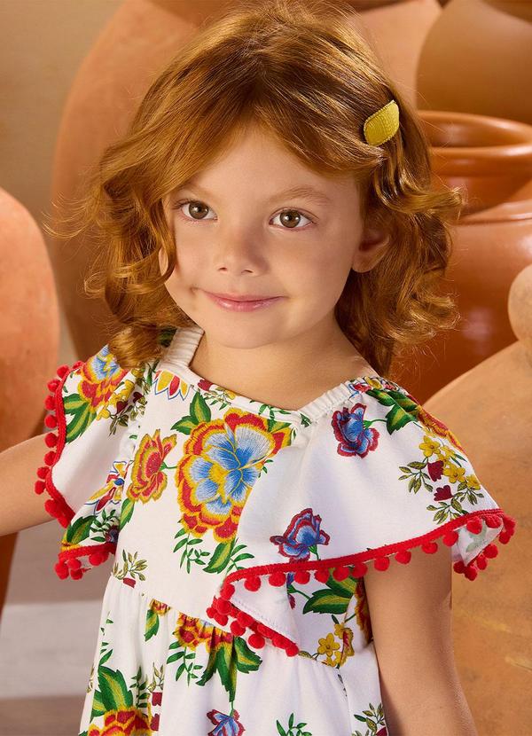 Vestido Infantil Menina Flores Branco