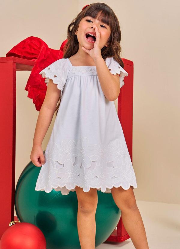 Vestido Infantil Menina Flores Branco