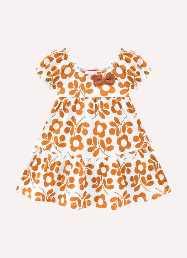 Vista 2 Vestido Infantil Menina Flores Branco