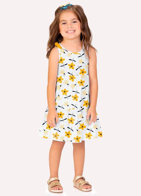Vestido Infantil Menina Flores Branco