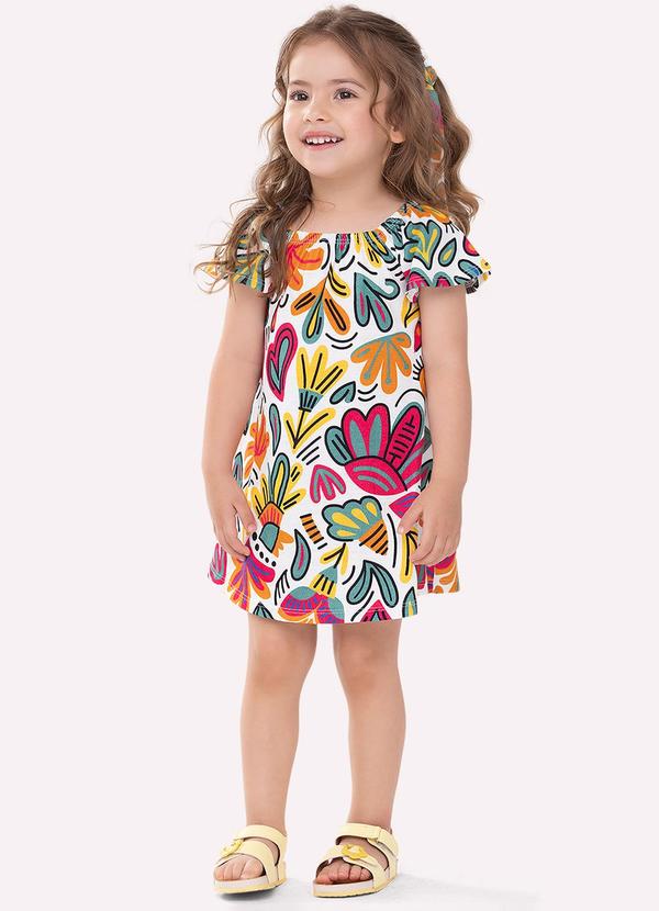 Vestido Infantil Menina Flores Branco