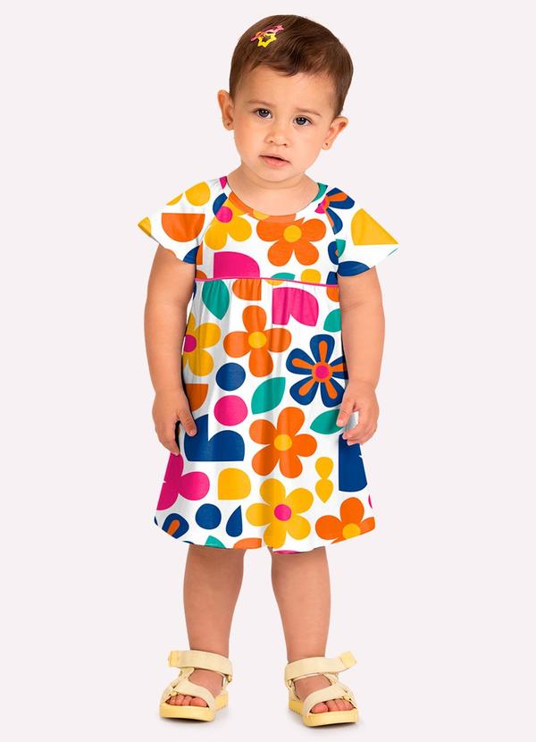 Vestido Infantil Menina Flores Branco