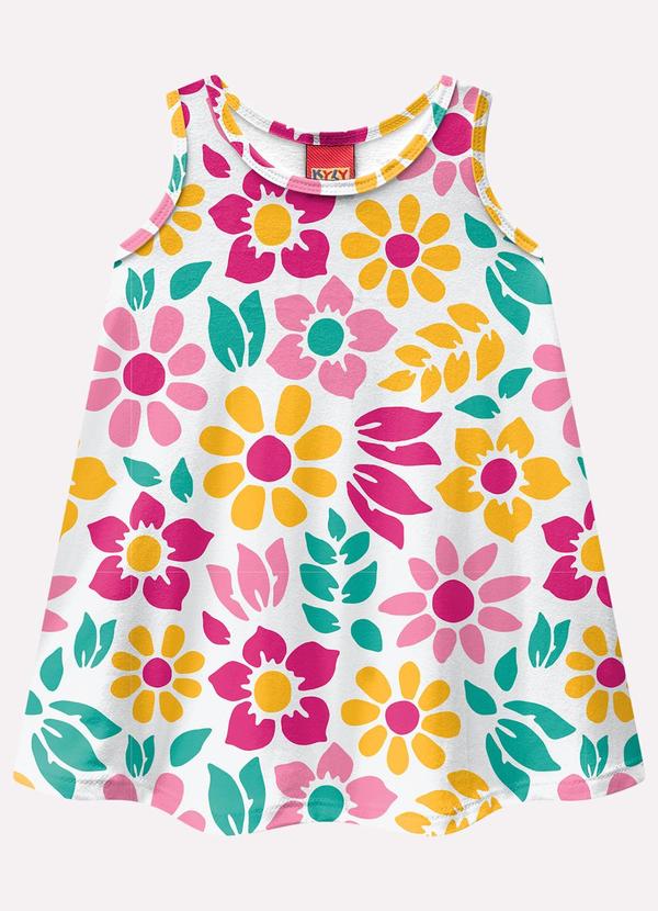 Vestido Infantil Menina Flores Branco