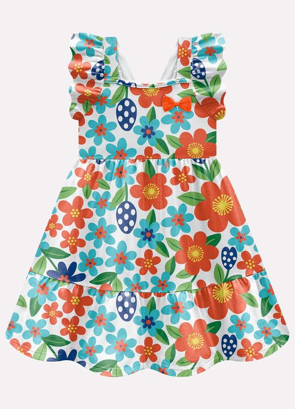 Vestido Infantil Menina Flores Branco