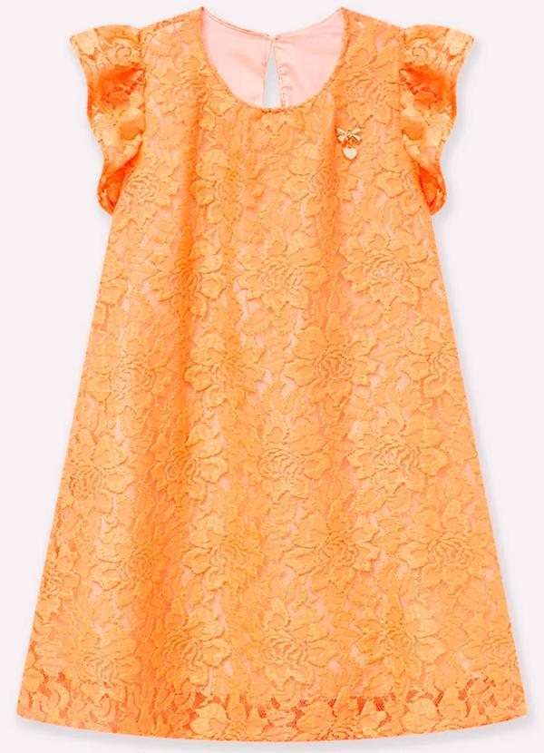 Vestido Infantil Menina Flores Laranja