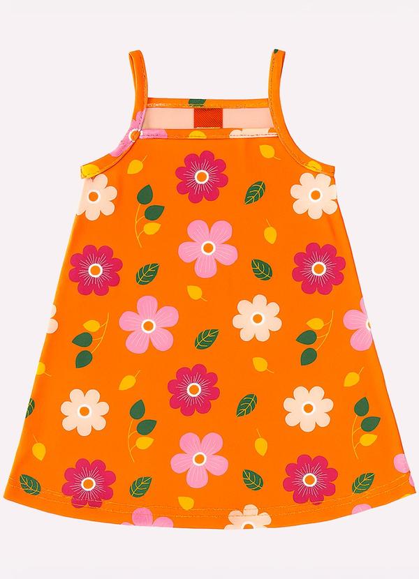 Vestido Infantil Menina Flores Laranja