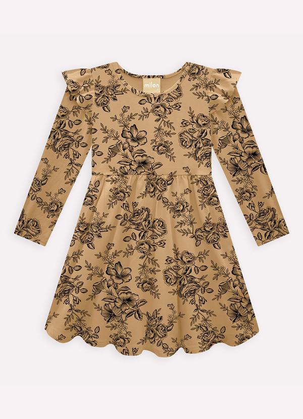 Vestido Infantil Menina Flores Marrom