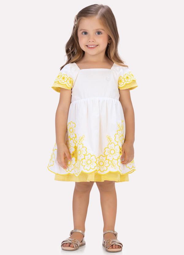 Vestido Infantil Menina Flores Milon Bege