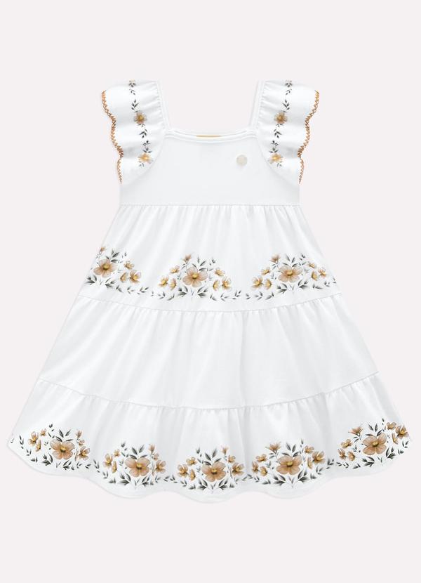 Vestido Infantil Menina Flores Milon Branco