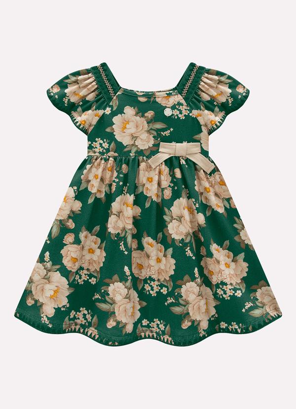 Vestido Infantil Menina Flores Milon Verde