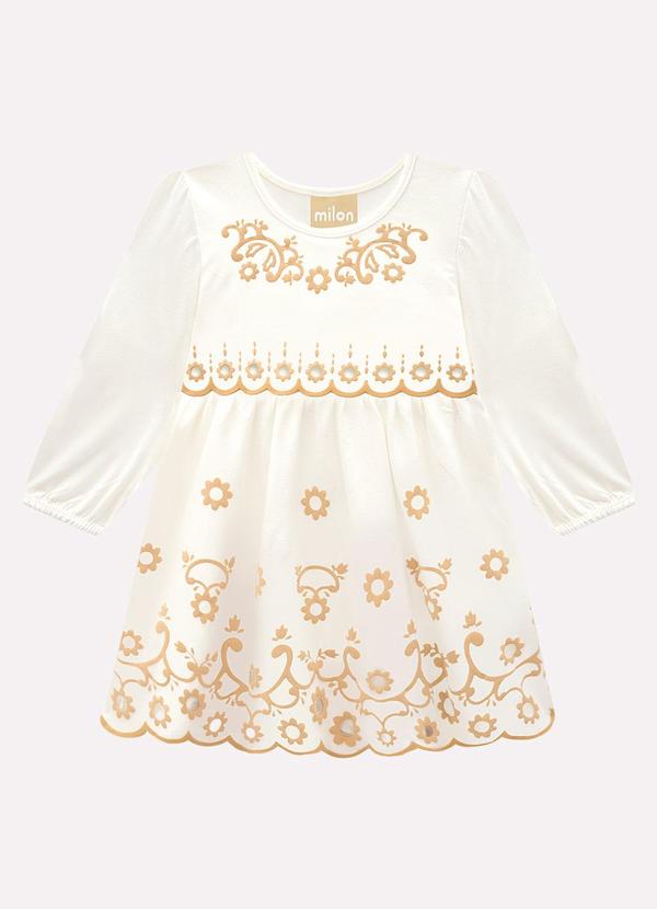 Vestido Infantil Menina Flores Off White