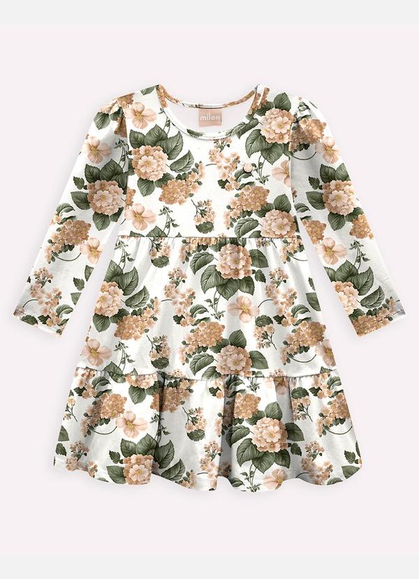 Vestido Infantil Menina Flores Off White