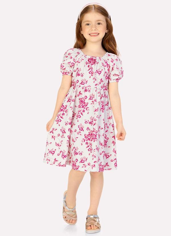 Vestido Infantil Menina Flores Off White