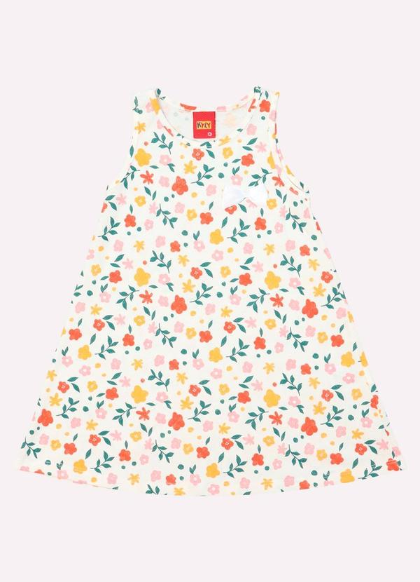 Vestido Infantil Menina Flores Off White