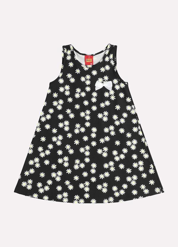 Vista 2 Vestido Infantil Menina Flores Preto Kyly Kyly