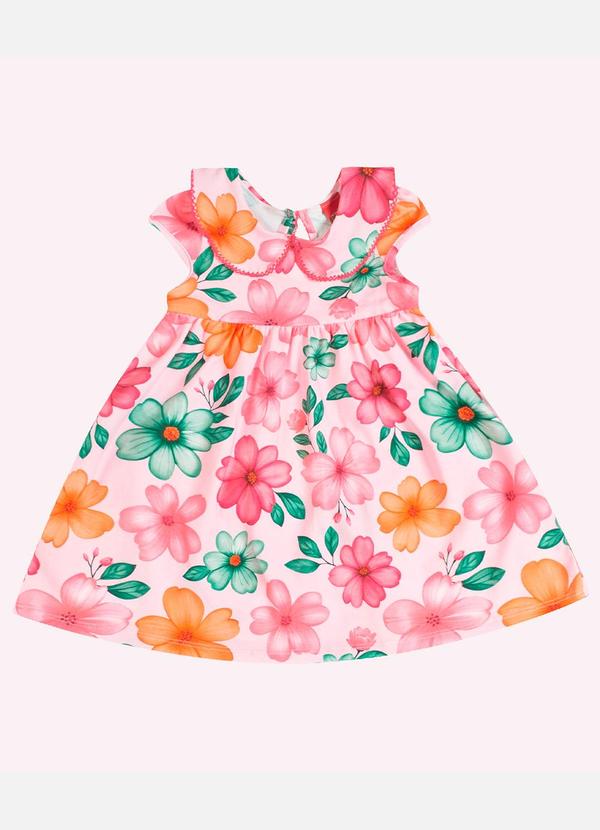 Vestido Infantil Menina Flores Rosa