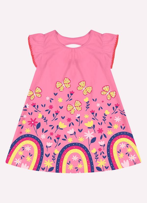 Vestido Infantil Menina Flores Rosa