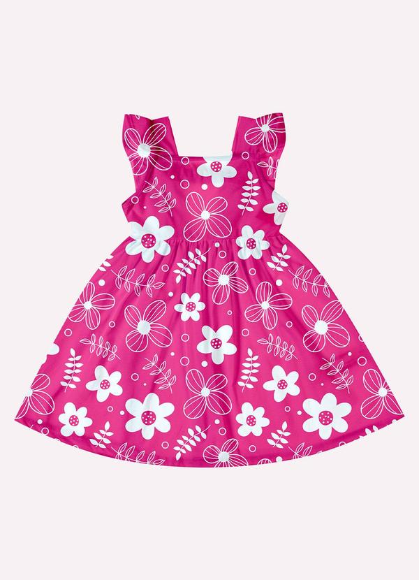 Vestido Infantil Menina Flores Rosa