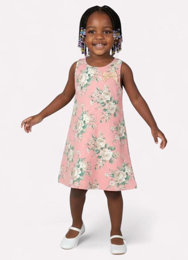 Vestido Infantil Menina Flores Rosa