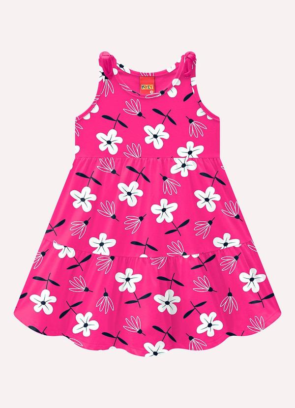 Vestido Infantil Menina Flores Rosa