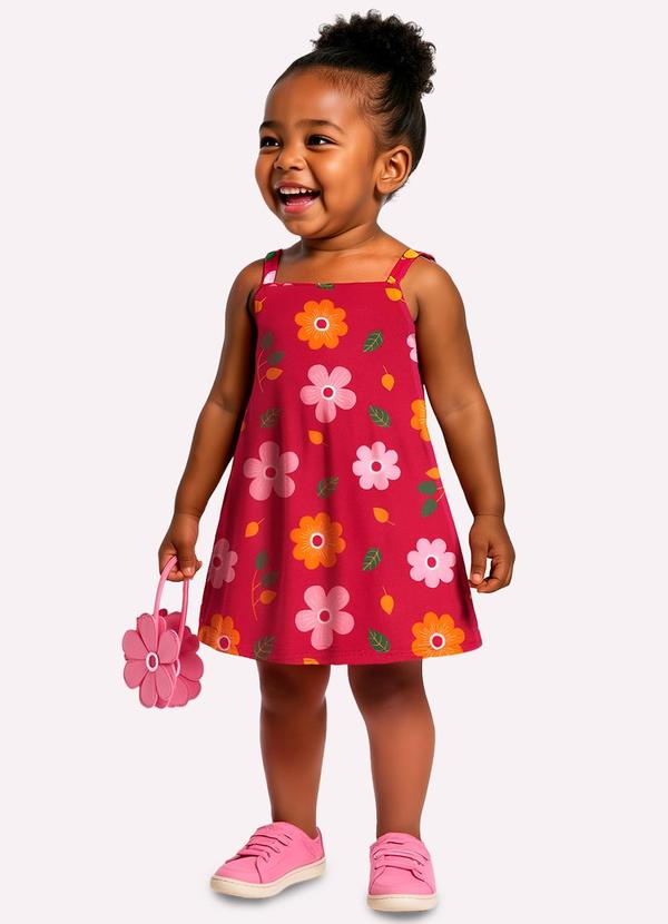 Vestido Infantil Menina Flores Rosa
