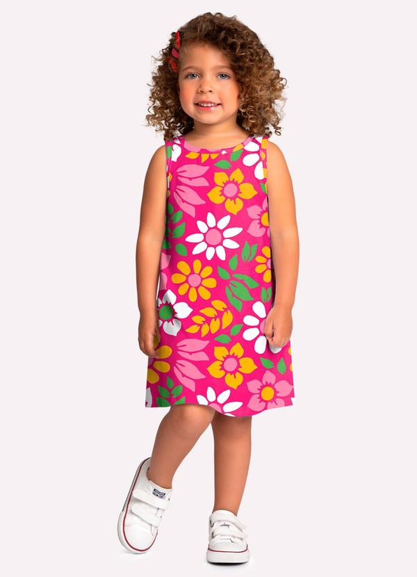 Vestido Infantil Menina Flores Rosa
