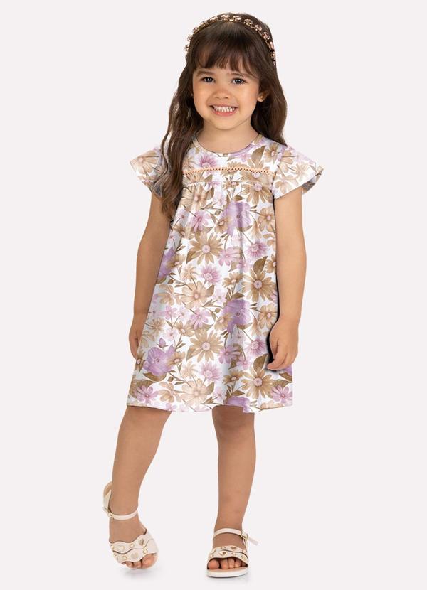 Vestido Infantil Menina Flores Roxo