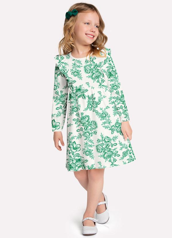Vestido Infantil Menina Flores Verde