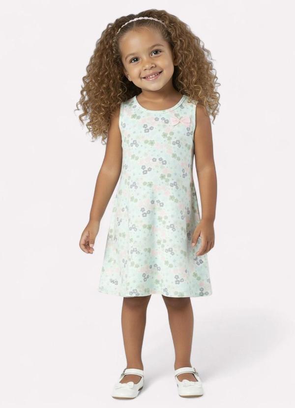 Vestido Infantil Menina Flores Verde