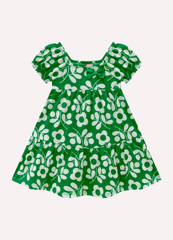 Vestido Infantil Menina Flores Verde