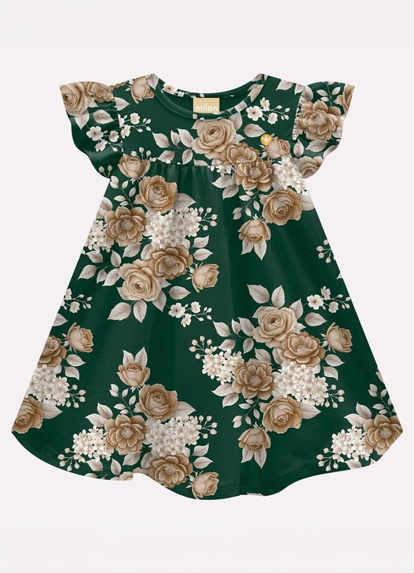 Vestido Infantil Menina Flores Verde