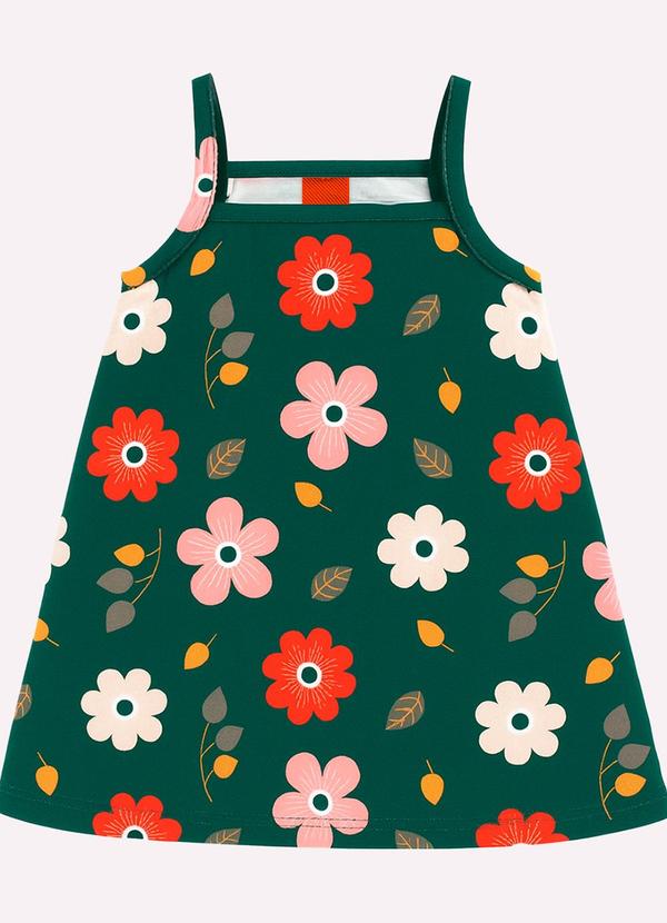 Vestido Infantil Menina Flores Verde
