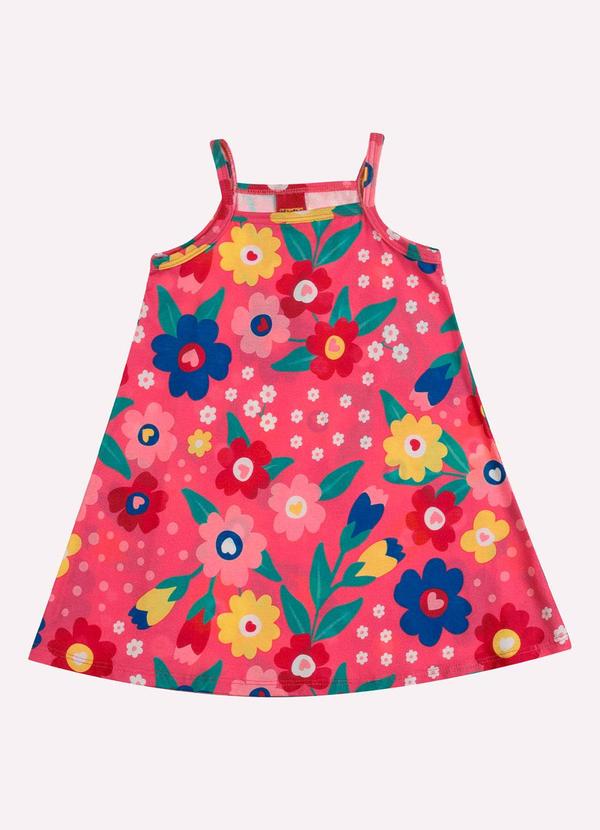 Vestido Infantil Menina Flores Vermelho
