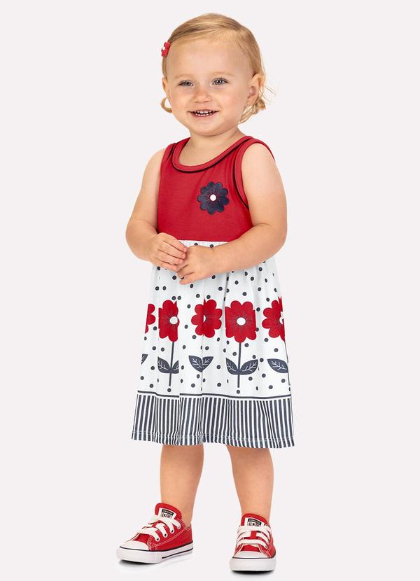 Vestido Infantil Menina Flores Vermelho