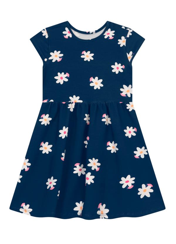 Vestido Infantil Menina Florido Azul